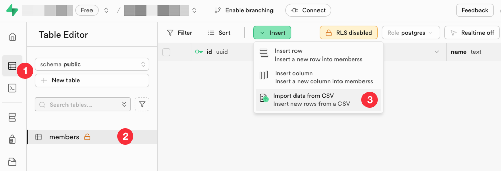 Create the frameworks table